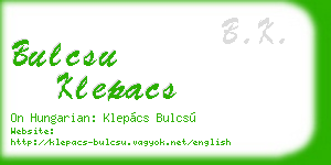 bulcsu klepacs business card